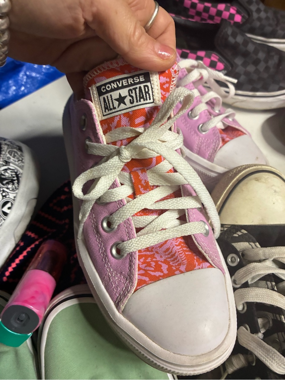 Converse Low Top Platform Sneakers in A Rare Pink with Orange Accent NWOT